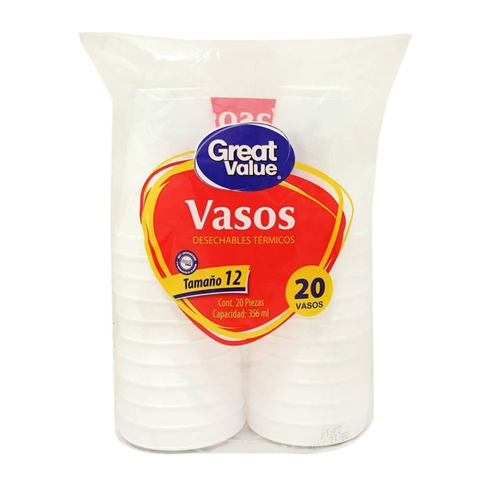 Vasos Desechables Great Value T Rmicos Tama O Con Pzas Bodega