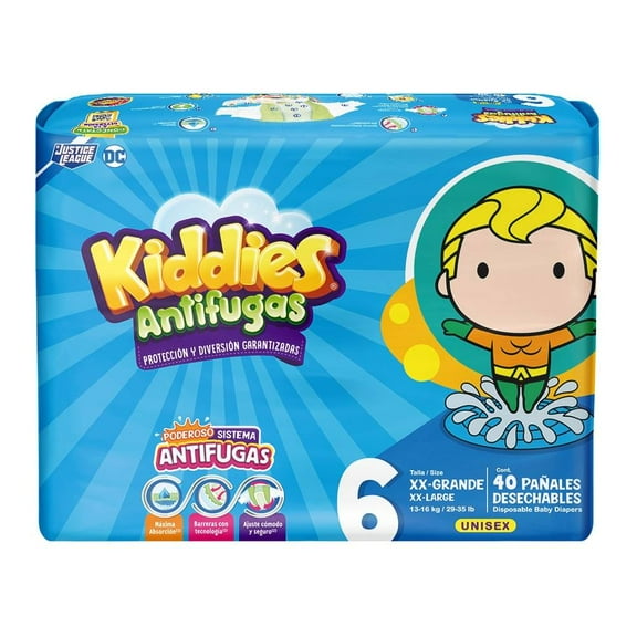 Pañales Kiddies antifugas talla 6 xx grande unisex 40 piezas