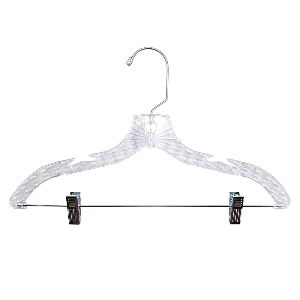 Only Hangers Paquete de 15 perchas de plástico transparente con gancho de  metal giratorio fuerte, 17 pulgadas