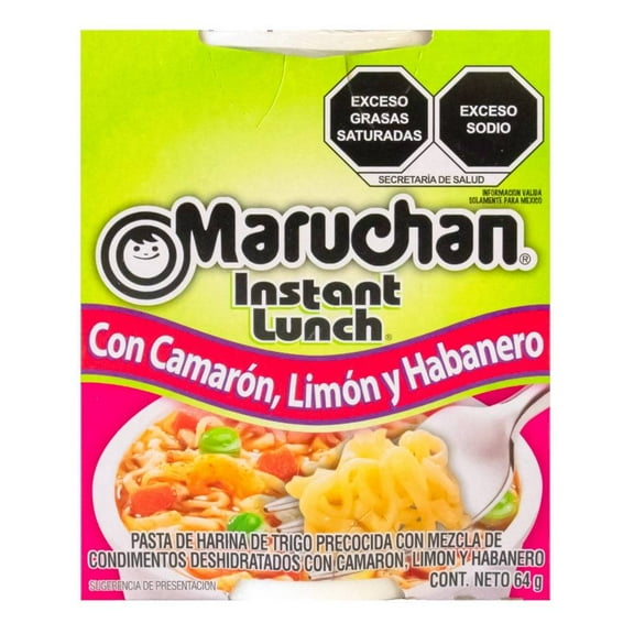 Sopa instantánea Maruchan Instant Lunch con camarón limón y habanero 64 g