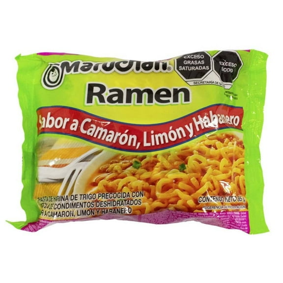 Sopa instantánea Maruchan ramen sabor camarón limón y habanero 85 g