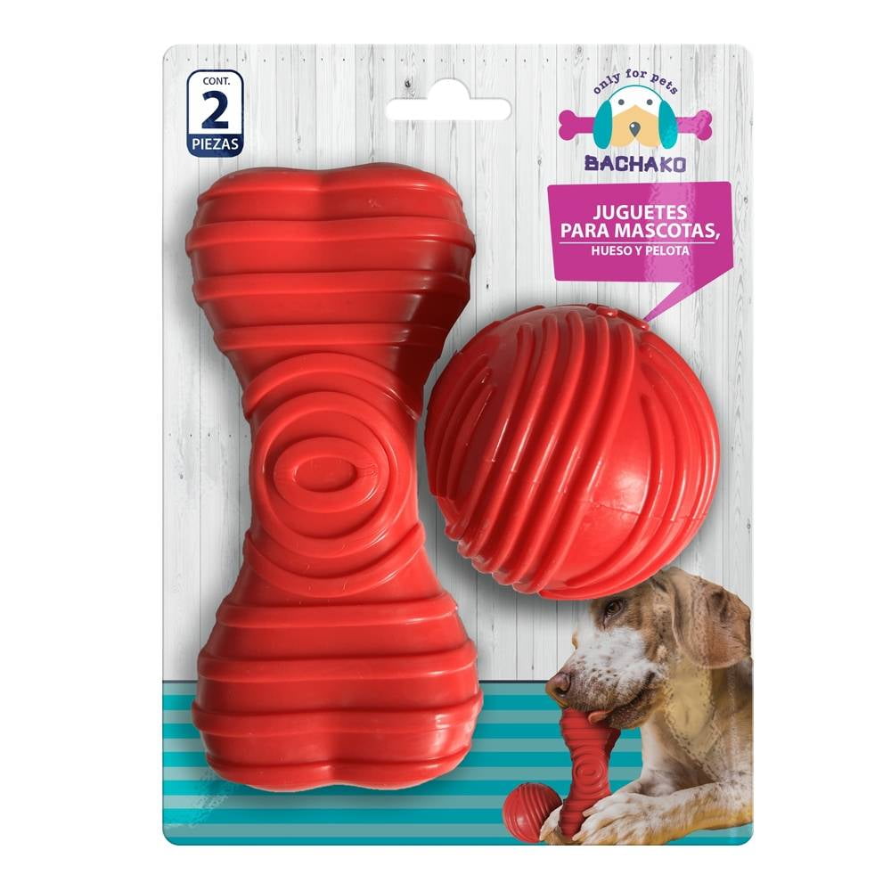 Juguete para Perro Bachako Hueso y Pelota 2 Piezas Walmart