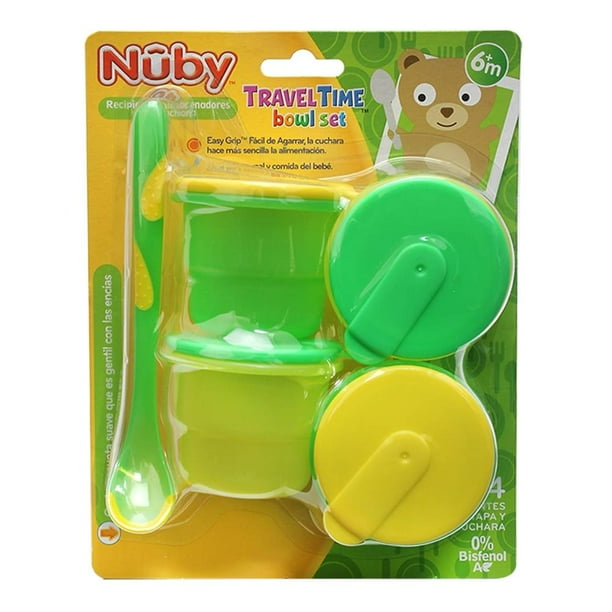 Recipientes Almacenadores Nuby Travel Time con Cuchara 5 Piezas