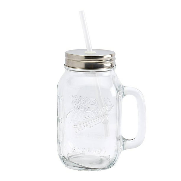  Vasos de vidrio con tapa y popote 13 oz 13.5 fl oz vaso de agua  taza de café helado con mango de cuero vidrio de viaje verde ámbar  transparente para llevar