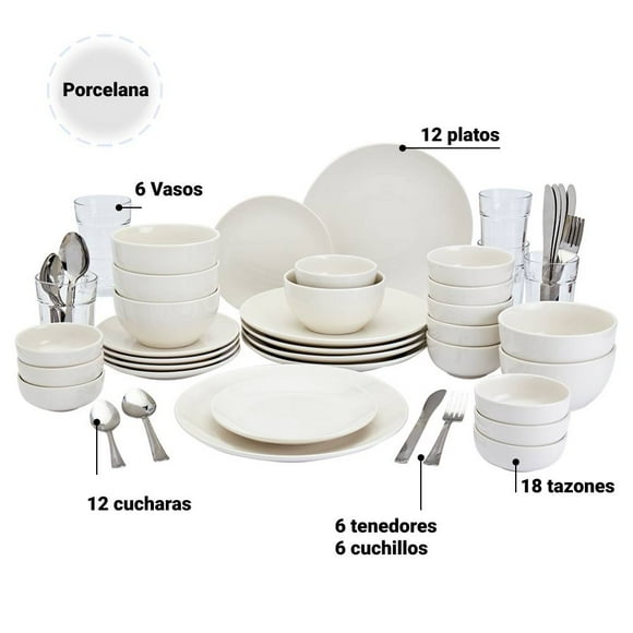 Vajilla TableTops Gallery de Porcelana para 6 Personas 60 Piezas