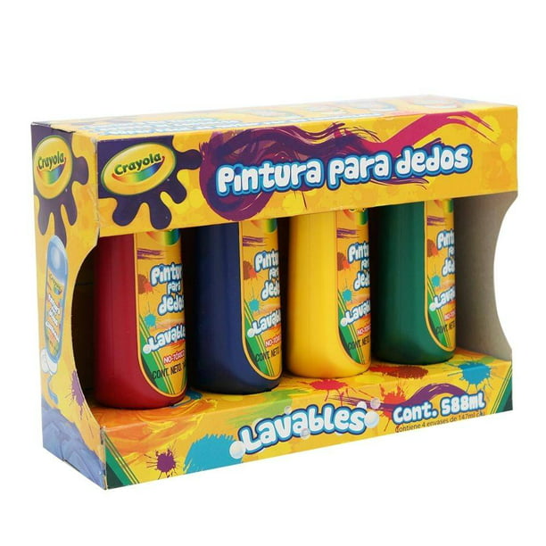 Juego de Pintura Digital para Dedos Lavable Crayola Azul verde rojo  amarillo 4 piezas 147 ml