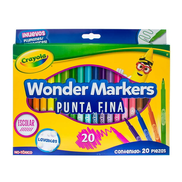 Medicina Cabina esqueleto Plumones Crayola Wonder Markers Punta Fina 20 Piezas | Walmart