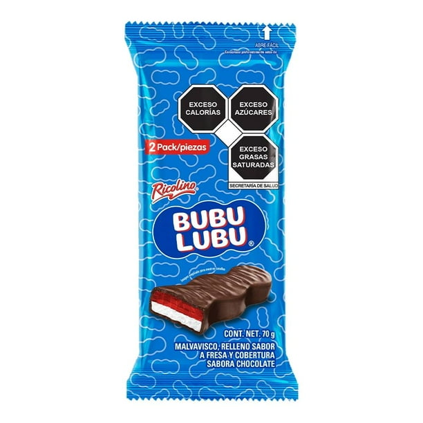 Malvavisco relleno Ricolino Bubulubu sabor fresa y cobertura de chocolate 2 pack 70 g