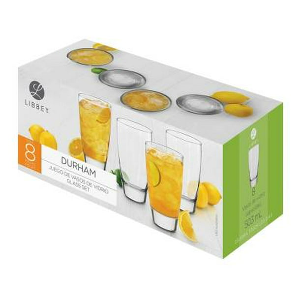 Juego Vasos De Vidrio Lisos 8 Pz 384ml + 8 Pz 473 Ml