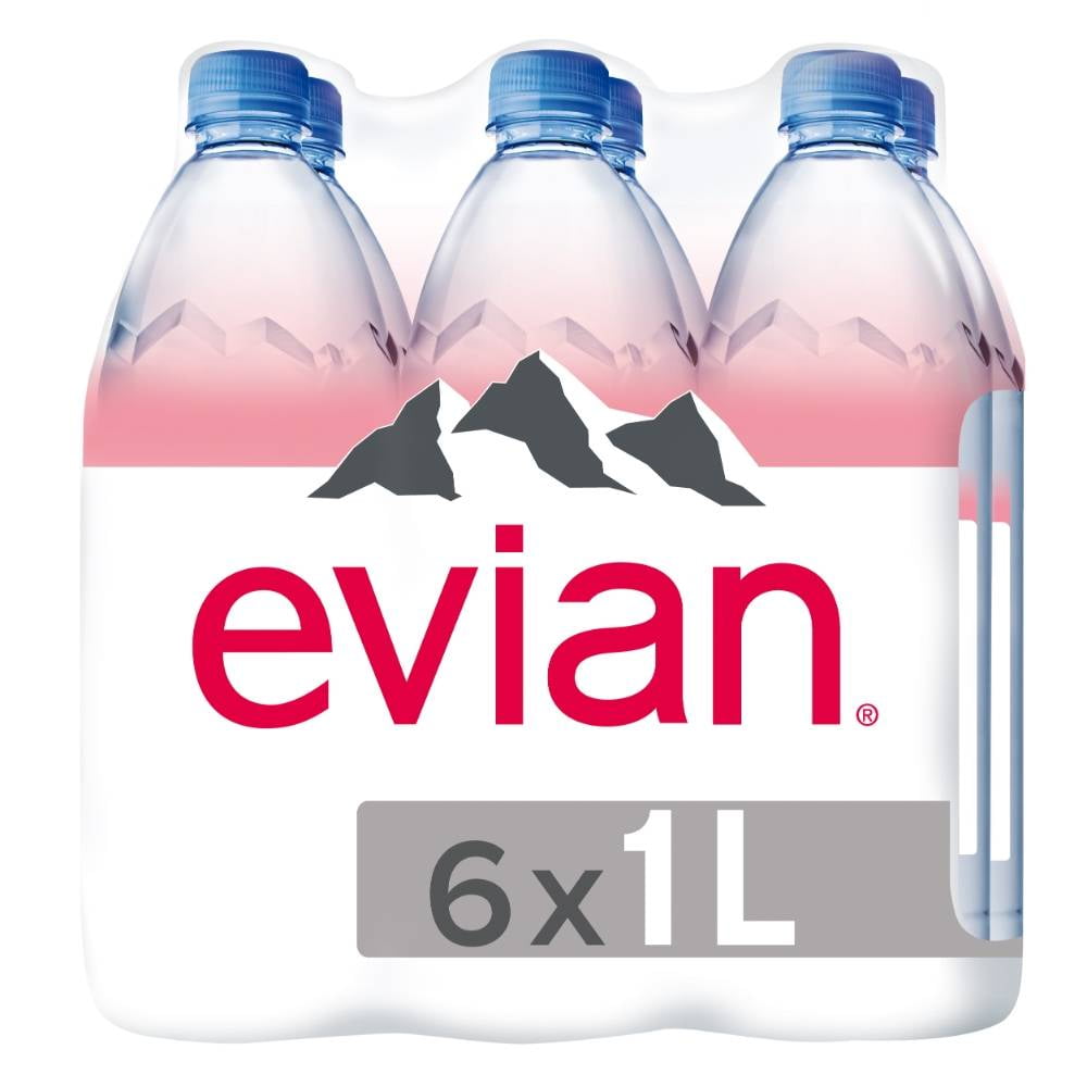 Agua Evian natural pack 6 botellas 1 l c/u Walmart