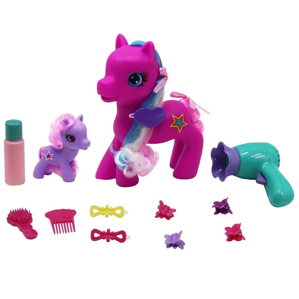 Figuras Pony Land Set de Ponies Rosa con Secadora | Walmart