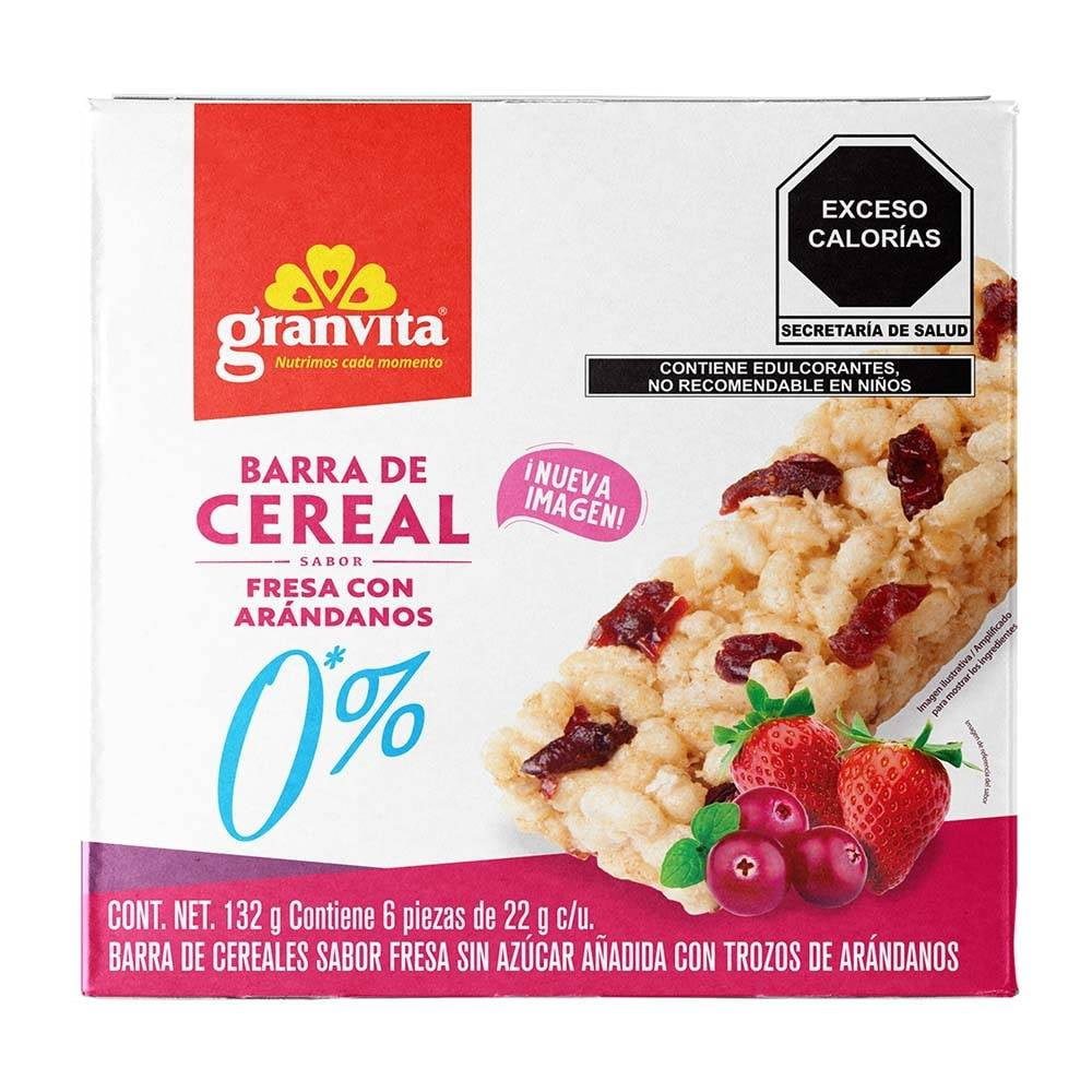 Barras de cereal Granvita sabor fresa con arándanos 6 barras de 22 g c/u