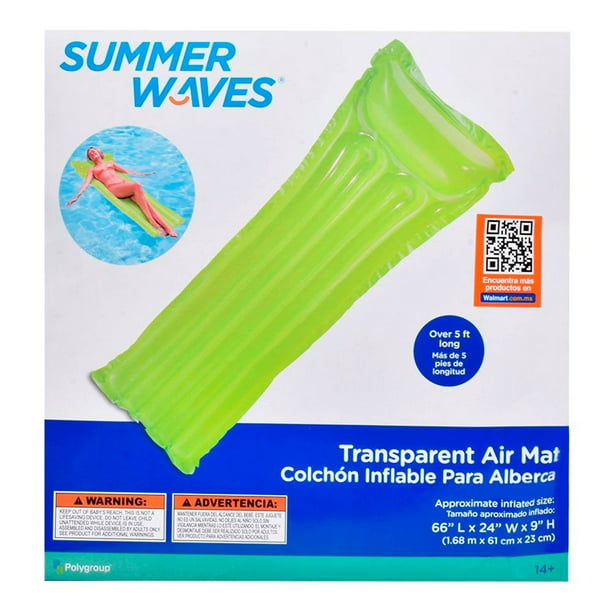 Colchón Inflable Summer Waves para Alberca Verde Individual | Walmart