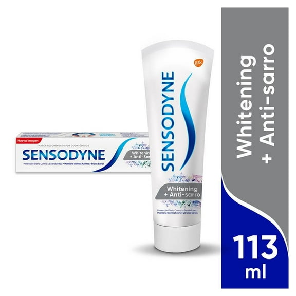 Pasta dental Sensodyne para sensibilidad whitening + anti-sarro 113 g