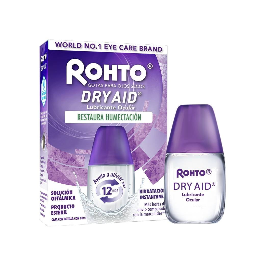 Gotas para ojos Rohto Dry Aid restaura humectación 10 ml