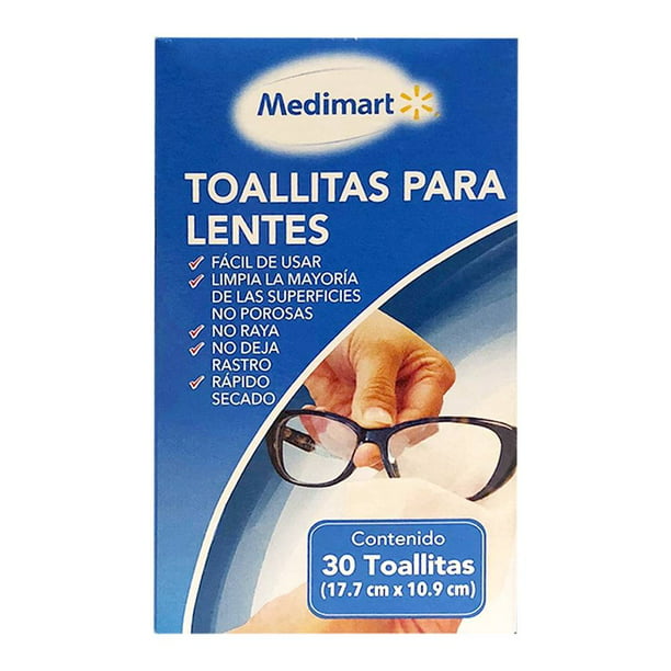 Toallitas para lentes Medimart 17.7 cm x 10.9 cm, 30 pzas