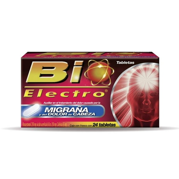 Bio Electro Paracetamol 250 mg, Ácido Acetilsalicílico 250 mg, Cafeína 65 mg 24 tabletas