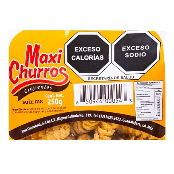 Frituras de maíz Maxi Churros Suiz crujientes 250 g | Walmart