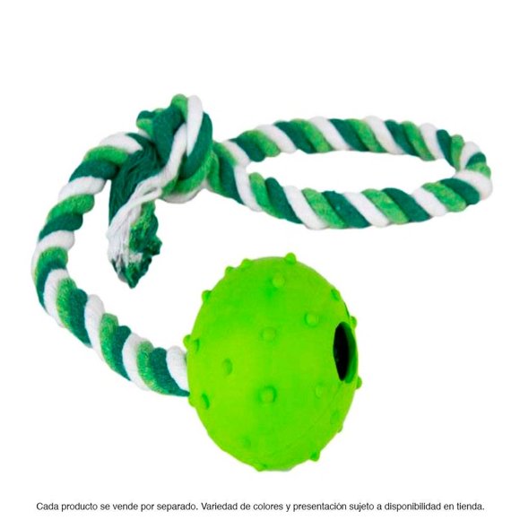 Juguete para Perro Pets&More Pelota con Cuerda y Nudo Varios Colores 1 Pza