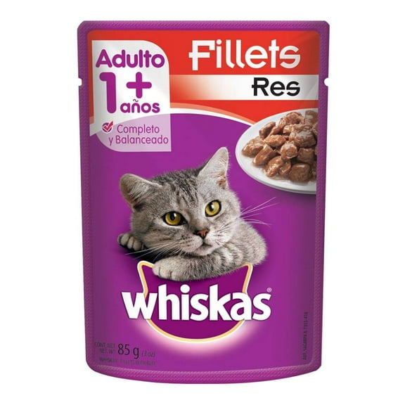 Alimento para Gato Whiskas Adulto Fillets Res 85 g