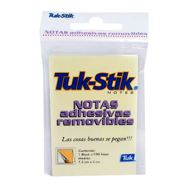 NOTAS TUK STIK AMARILLO 6PACK 40X50 100HJA/BLOCK NOTAS TUK 38 x 51 mm PZAS/ CAJA 24 Piezas por caja - TUK