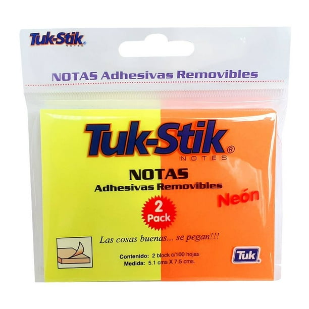 NOTAS TUKSTIK NEON 6 PK 100 HJS/BLOCK 40MMX50MM NOTAS TUK 38 x 51 mm PZAS/ CAJA 24 Piezas por caja - TUK