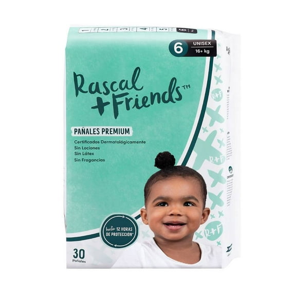 Pañales Rascal + Friends premium etapa 6 unisex 30 pzas