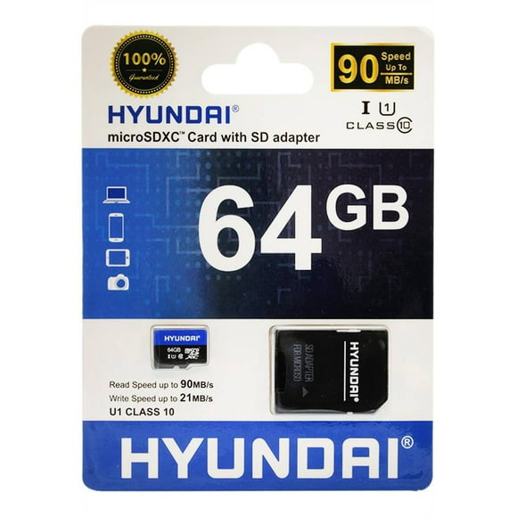 tarjeta micro sdxc hyundai 64 gb con adaptador sd