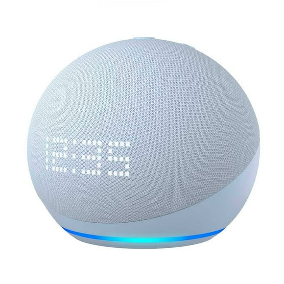 bocina inteligente amazon echo dot 5 con reloj wifi bluetooth tipo esfera azul