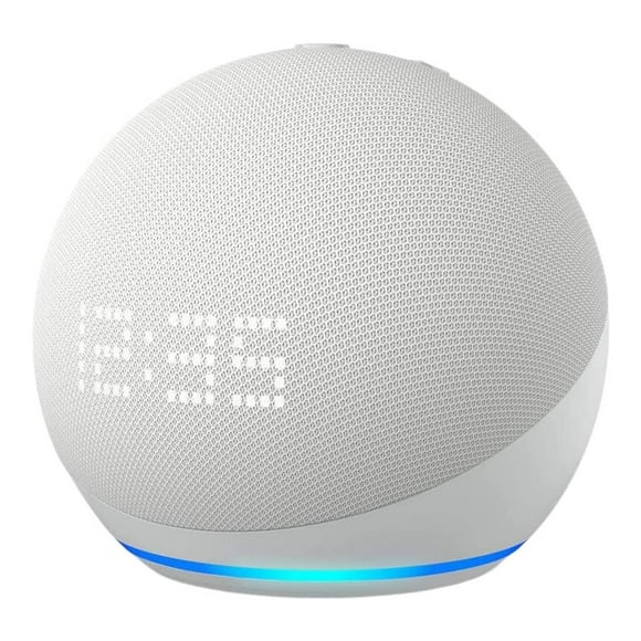 bocina inteligente amazon echo dot 5 con reloj wifi bluetooth tipo esfera blanco