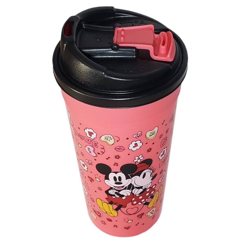 Vaso de café para llevar con silueta de Mickey Mouse y tapa