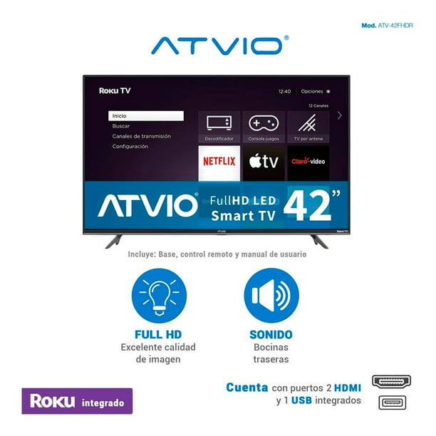 Pantalla Atvio 42 Pulgadas Full HD Smart TV LED ATV-42FHDR