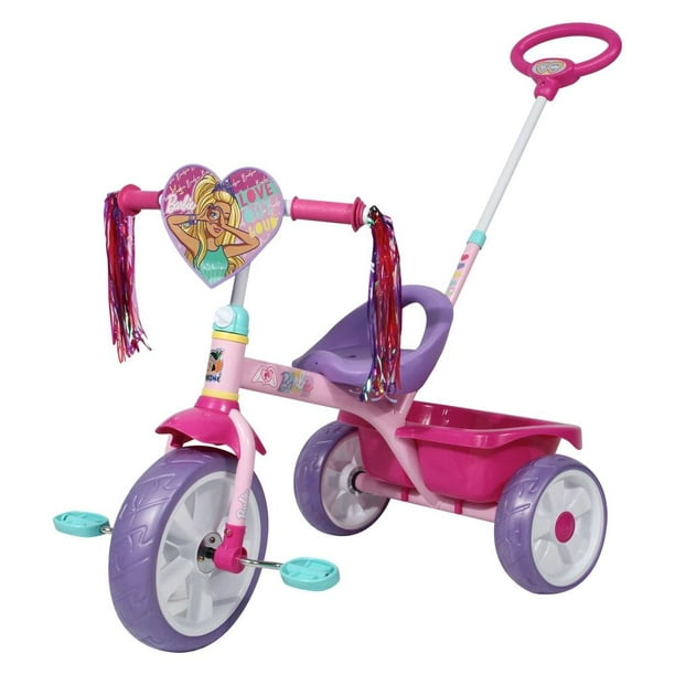 Triciclo Apache Barbie Grande Deluxe con Barra de Empuje Rosa |