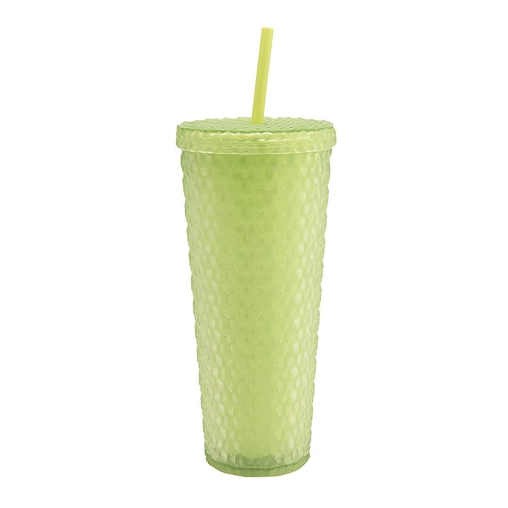 Vaso con Popote Mainstays Texturizado 770 ml Aqua