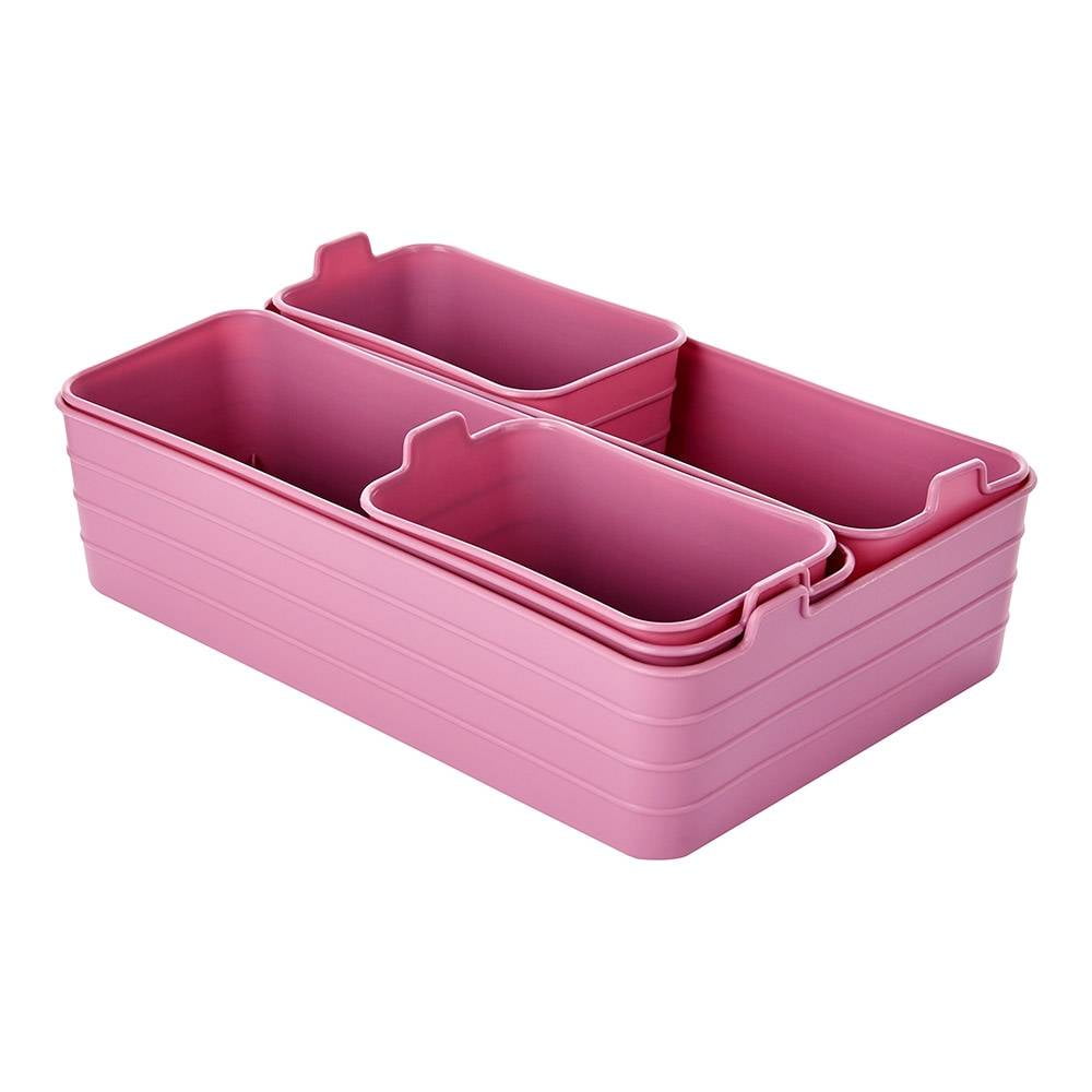 Organizador 4 cajones de 5cm con portaetiquetas rosa pastel - Música y  Deportes