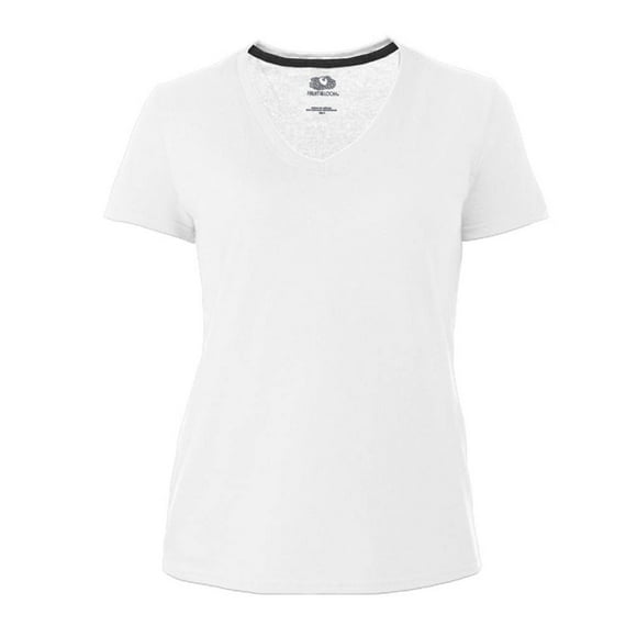 Playera Fruit Of The Loom para Mujer, Cuello V Manga Corta Blanco Talla CH