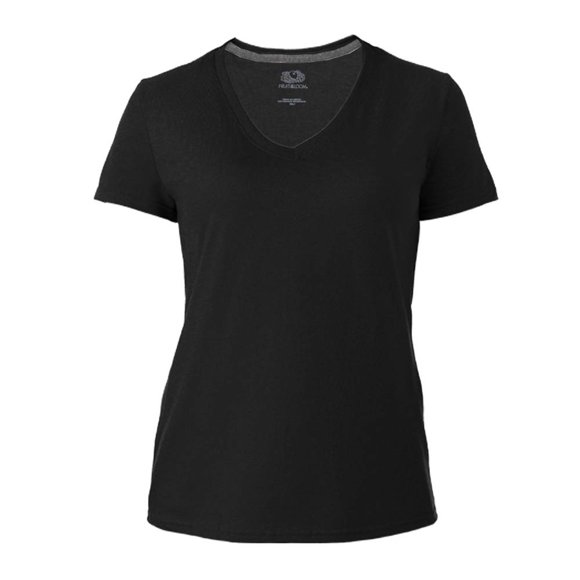 Playera Fruit Of The Loom para Mujer, Cuello V Manga Corta Negro Talla  M