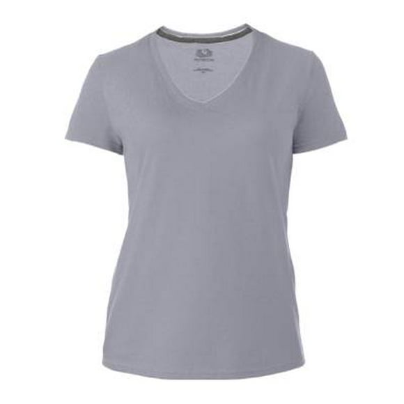 Playera Fruit Of The Loom para Mujer, Cuello V Manga Corta Gris Jaspe Claro Talla  G