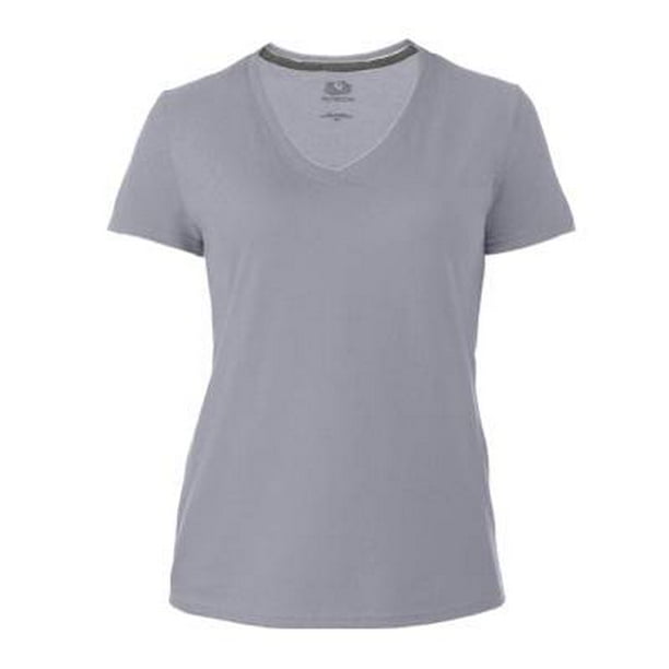 Playera Fruit of the Loom Talla G Cuello V Manga Corta Gris Jaspe Claro