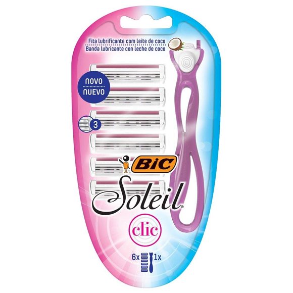 Rastrillo Bic Soleil clic 1 pza + 6 cartuchos