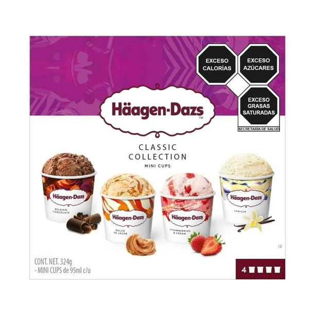 Helado Häagen-Dazs classic collection 4 minicopas de 95 ml c/u