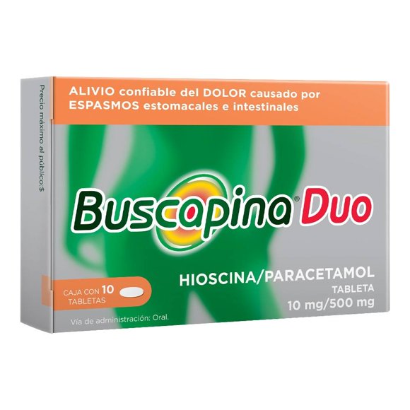 Buscapina Duo Hioscina 10 mg / Paracetamol 500 mg 10 tabletas