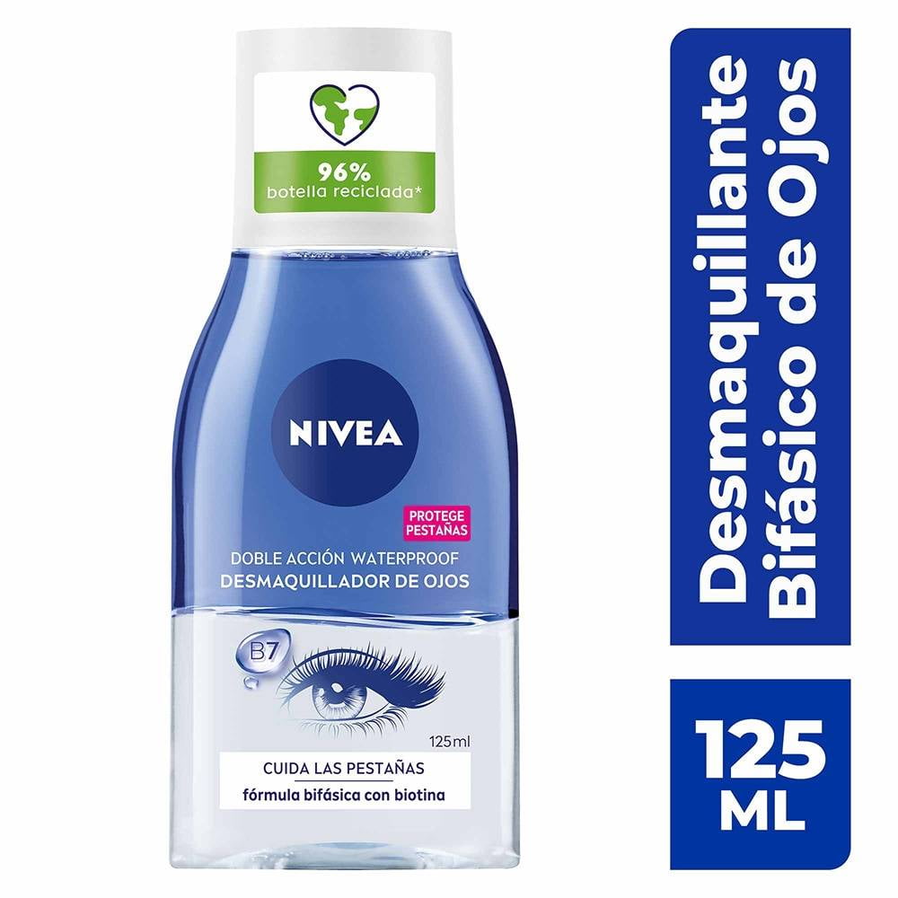 NIVEA Desmaquillador de Ojos Doble Acción (1 x 125 ml), líquido  desmaquillante para el contorno de ojos sensible, limpieza facial rápida y  suave : : Belleza