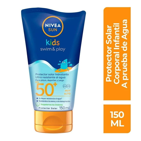 protector solar corporal nivea sun kids swim  play para piel sensible de los niños fps 50 150 ml
