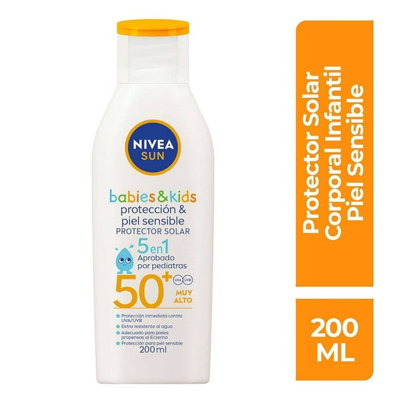 protector solar corporal nivea sun kids protect  sensitive para piel sensible de los niños fps 50 200 ml