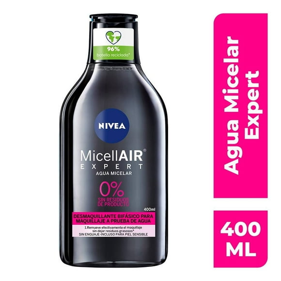 Agua micelar desmaquillante NIVEA MicellAir Expert con té negro para piel sensible 400 ml