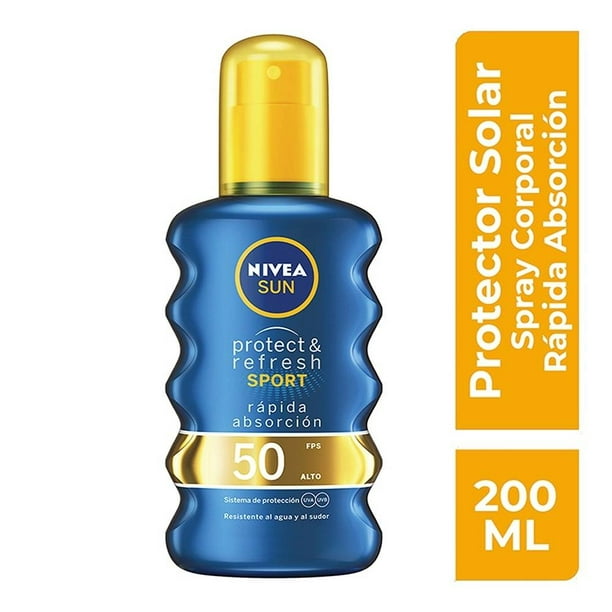 acción Valiente Sombra Protector solar NIVEA sun protect & fresh sport FPS 50 en spray 200 ml |  Walmart