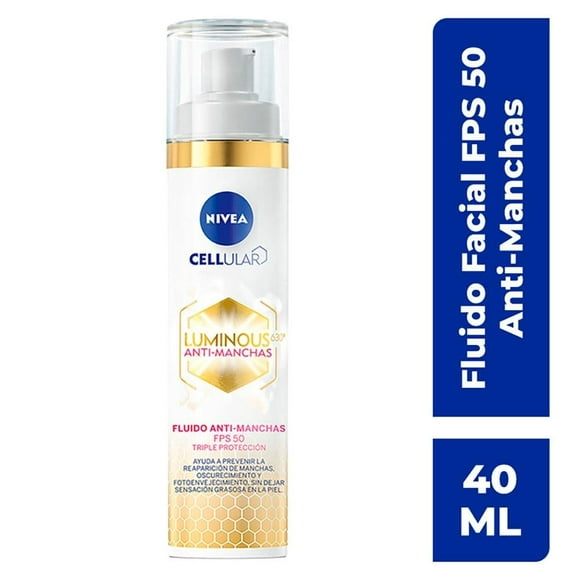 Fluido facial NIVEA Luminous 630 anti-manchas FPS 50 con ácido hialurónico y vitamina E 40 ml