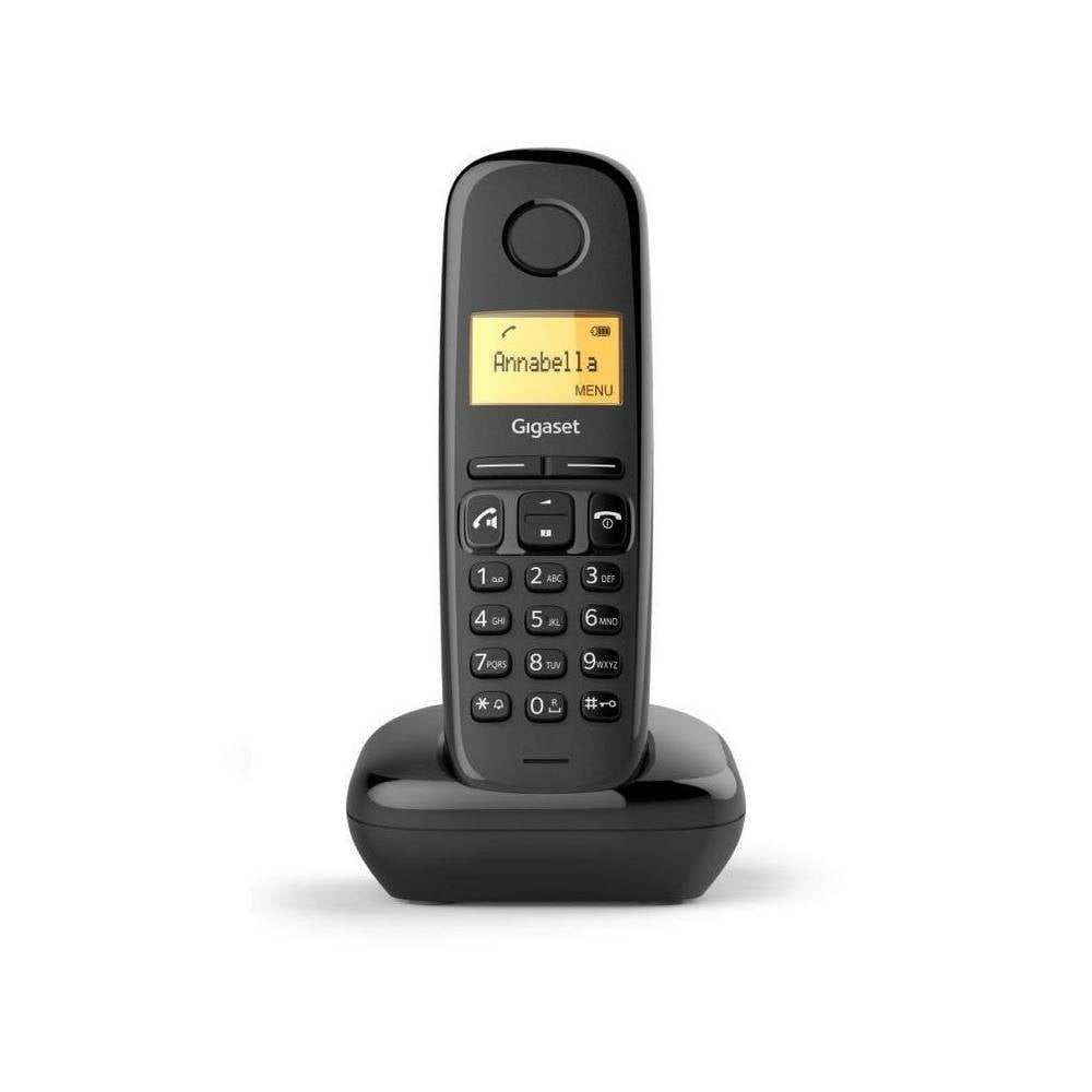 TELF-035 Telefono fijo ultracompacto sobremesa o mural color negro aviso de  llamada por luz y sonido