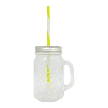 Vaso Mason Craft&More de Vidrio con Tapa y Popote